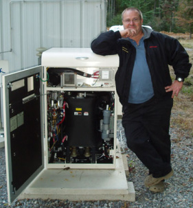 Mike Strizki with his home's fuel cell generator